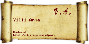 Villi Anna névjegykártya